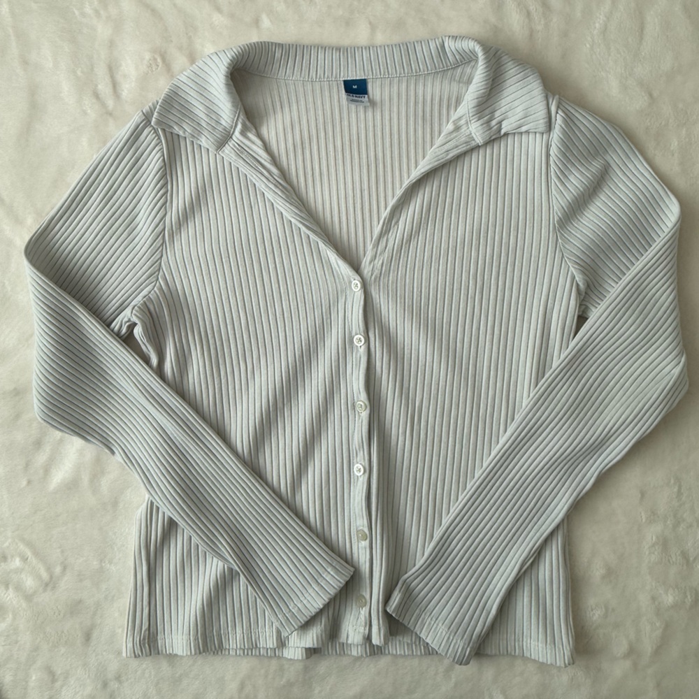 Old Navy Slim Ribbed Button-Up Shirt - Ivory Women’s